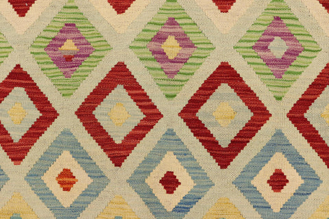 handmade Geometric Kilim Blue Gray Hand-Woven RECTANGLE 100% WOOL area rug 8 x 11