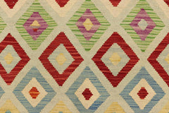 Flat Weave Kilim Antique Navaho Vintage handmade Modern Kilim Blue Gray Hand-Woven Rectangle 100% Wool Area Rug 8x11 