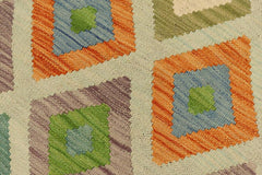 Flat Weave Kilim Antique Navaho Vintage handmade Modern Kilim Blue Gray Hand-Woven Rectangle 100% Wool Area Rug 8x11 