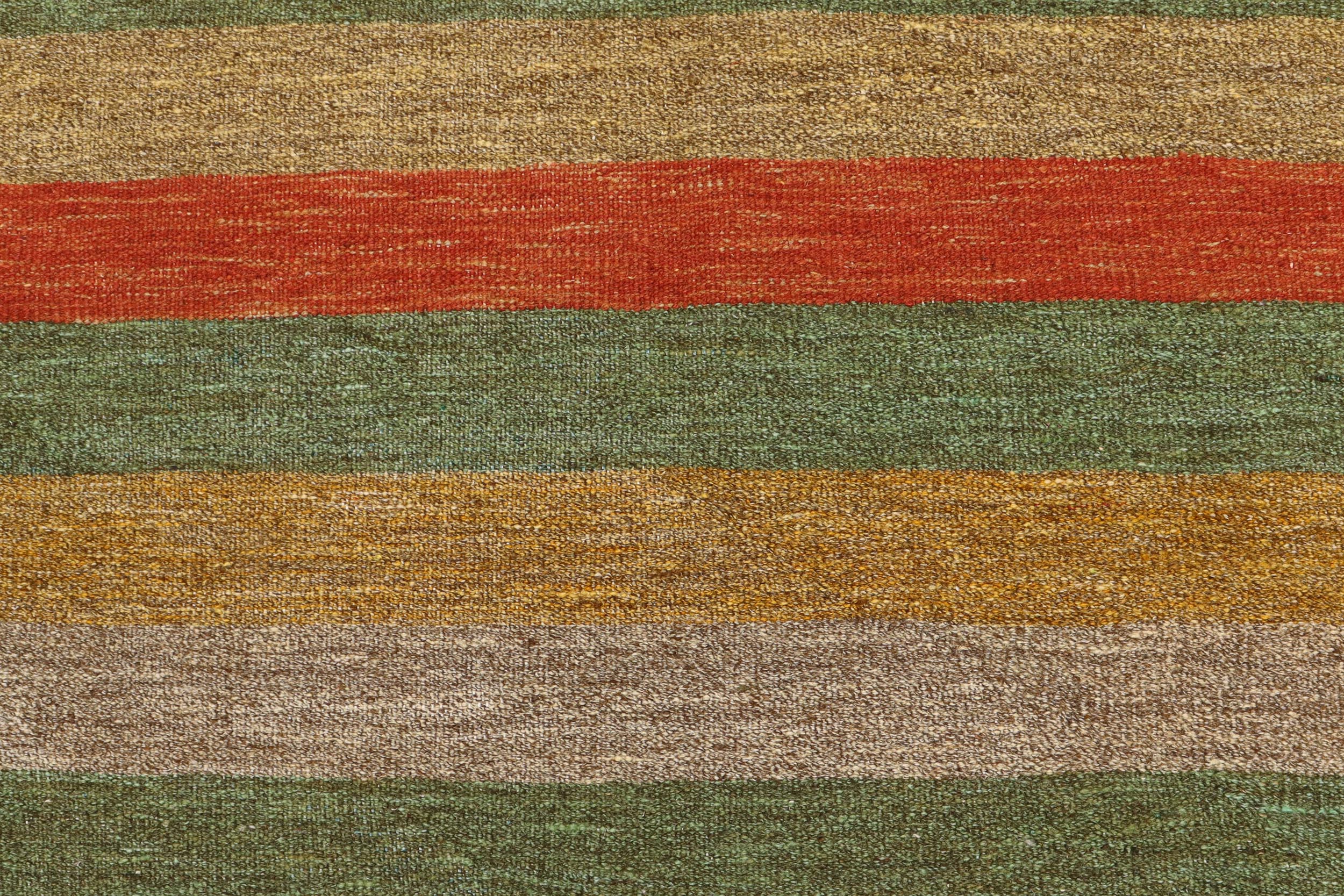 handmade Modern Kilim Rust Gold Hand-Woven RECTANGLE 100% WOOL area rug 8x10