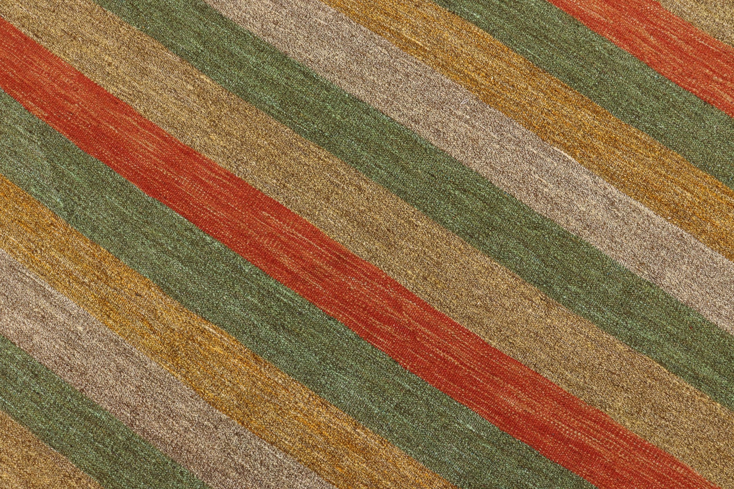 handmade Modern Kilim Rust Gold Hand-Woven RECTANGLE 100% WOOL area rug 8x10