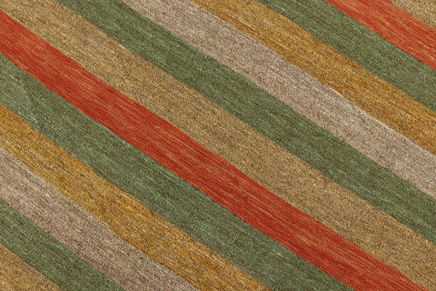 handmade Modern Kilim Rust Gold Hand-Woven RECTANGLE 100% WOOL area rug 8x10