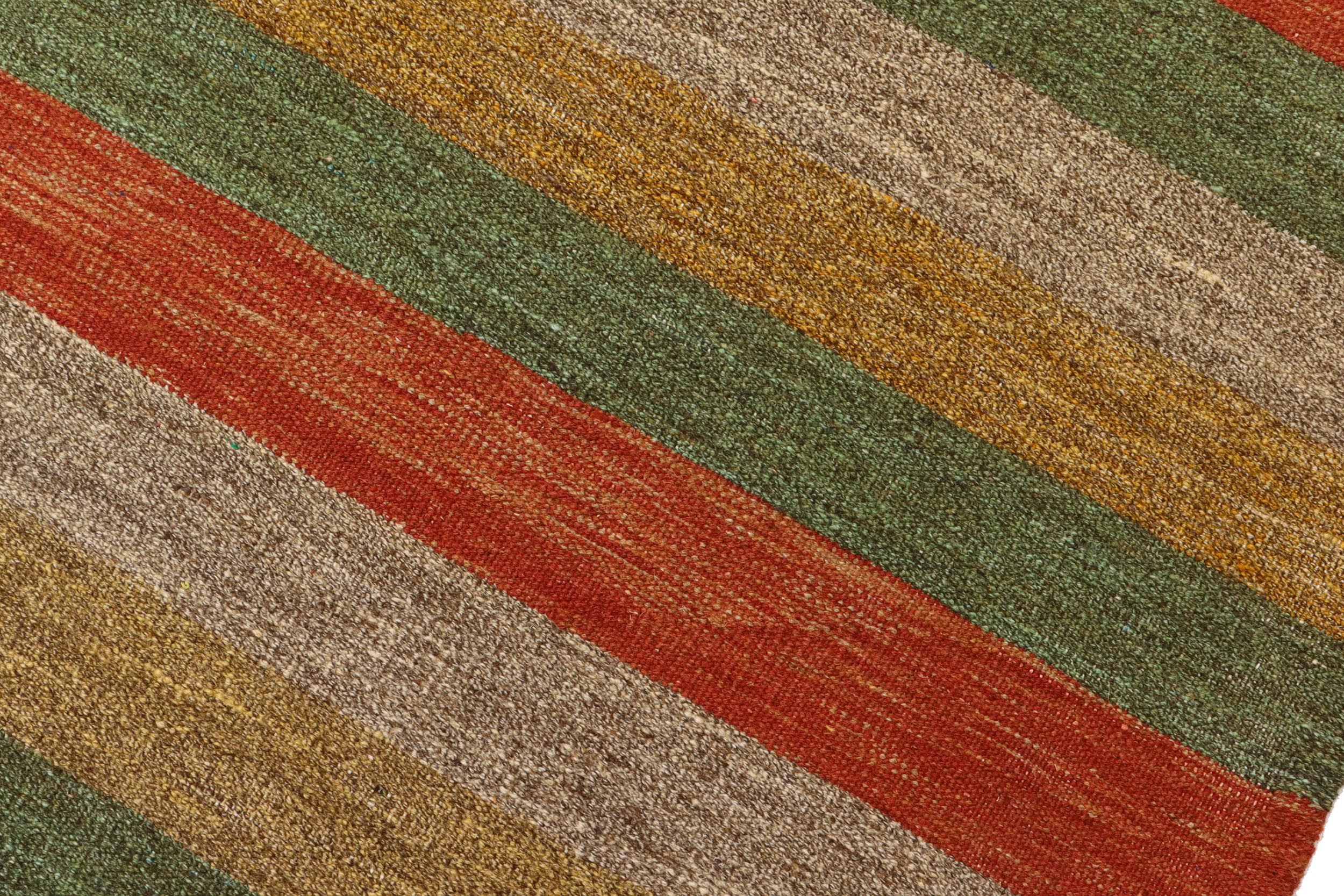 handmade Modern Kilim Rust Gold Hand-Woven RECTANGLE 100% WOOL area rug 8x10