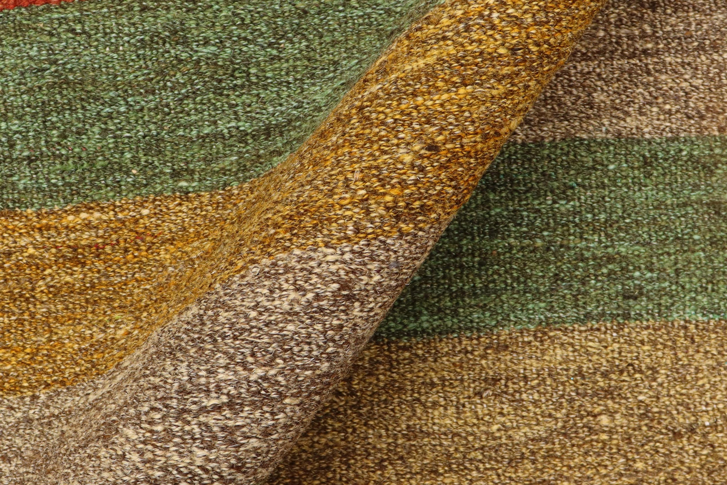 handmade Modern Kilim Rust Gold Hand-Woven RECTANGLE 100% WOOL area rug 8x10