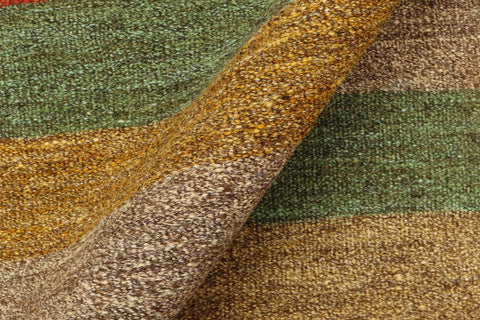 handmade Modern Kilim Rust Gold Hand-Woven RECTANGLE 100% WOOL area rug 8x10