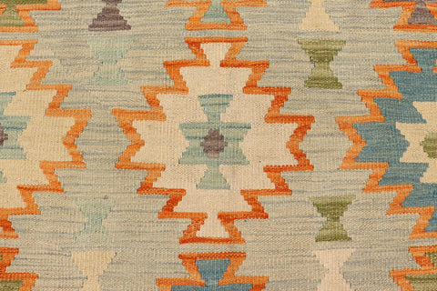handmade Geometric Kilim Blue Gray Hand-Woven RECTANGLE 100% WOOL area rug 8 x 10