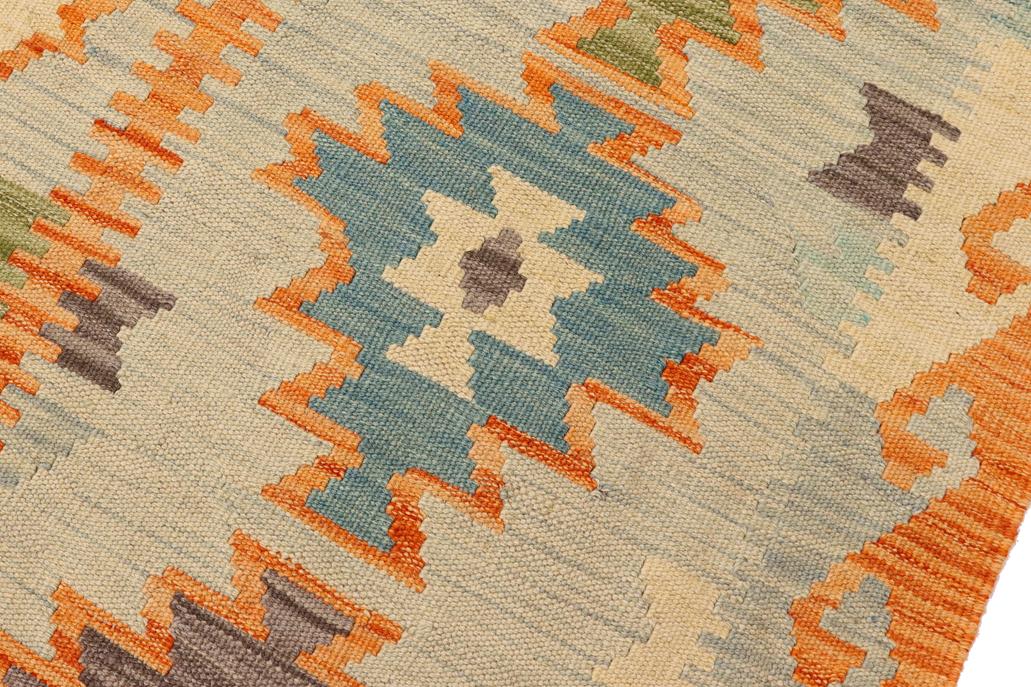 Flat Weave Kilim Antique Navaho Vintage handmade Geometric Kilim Blue Gray Hand-Woven Rectangle 100% Wool Area Rug 8x10 