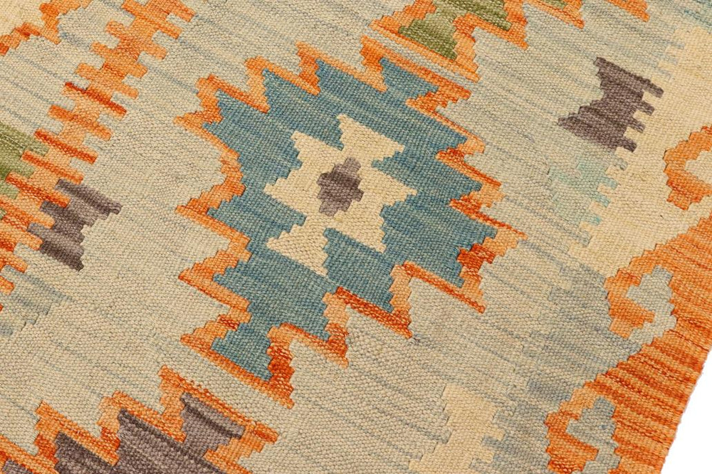 Flat Weave Kilim Antique Navaho Vintage handmade Geometric Kilim Blue Gray Hand-Woven Rectangle 100% Wool Area Rug 8x10 