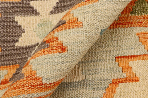 handmade Geometric Kilim Blue Gray Hand-Woven RECTANGLE 100% WOOL area rug 8 x 10