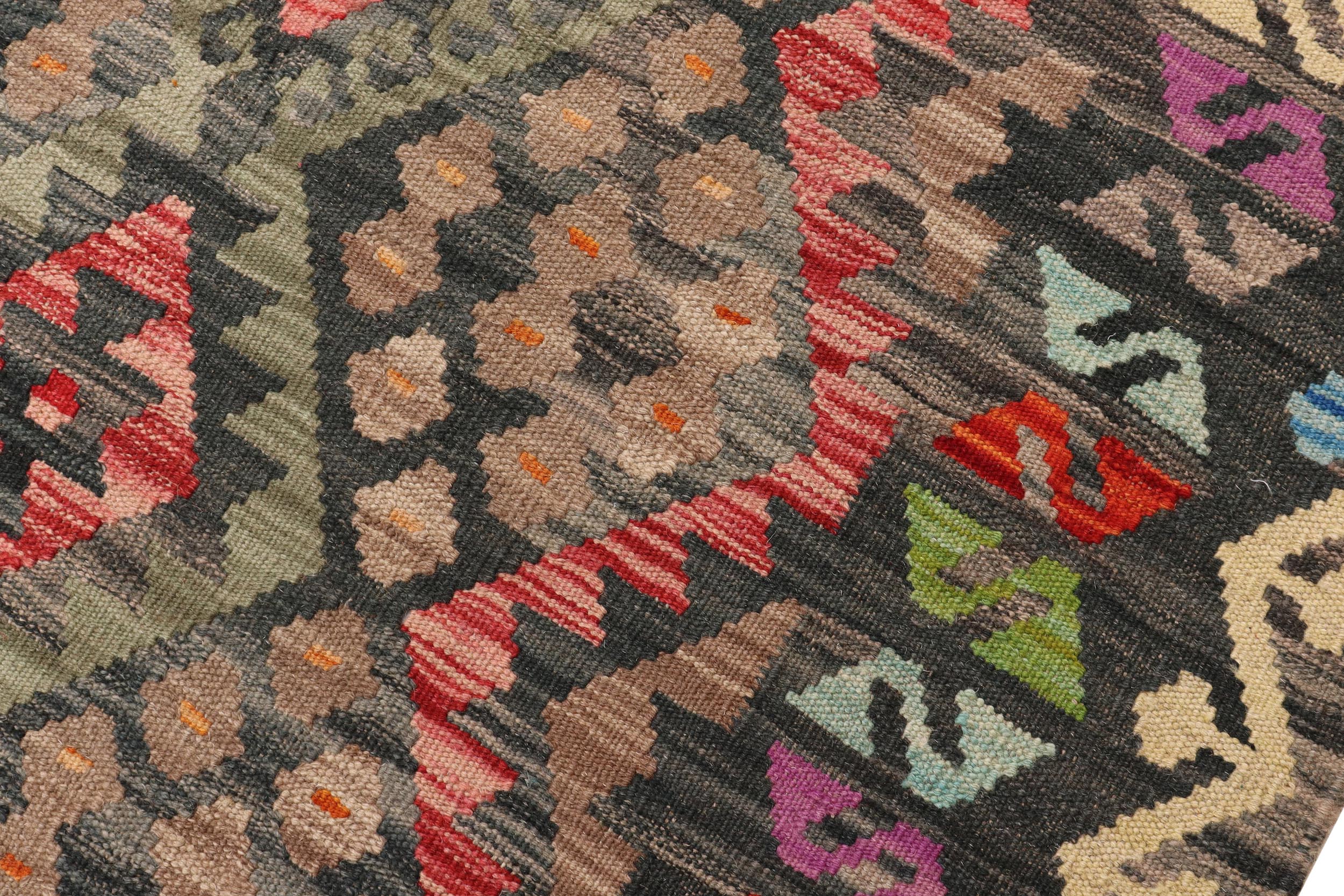 handmade Geometric Kilim Green Red Hand-Woven RECTANGLE 100% WOOL area rug 3 x 6