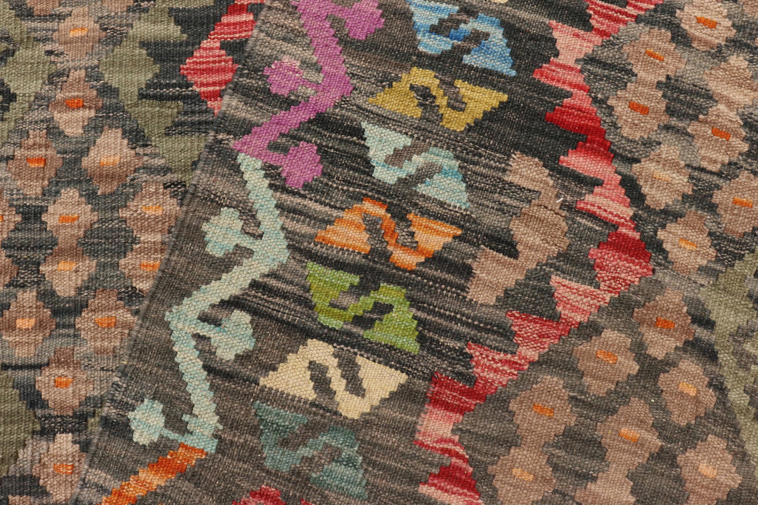 handmade Geometric Kilim Green Red Hand-Woven RECTANGLE 100% WOOL area rug 3 x 6