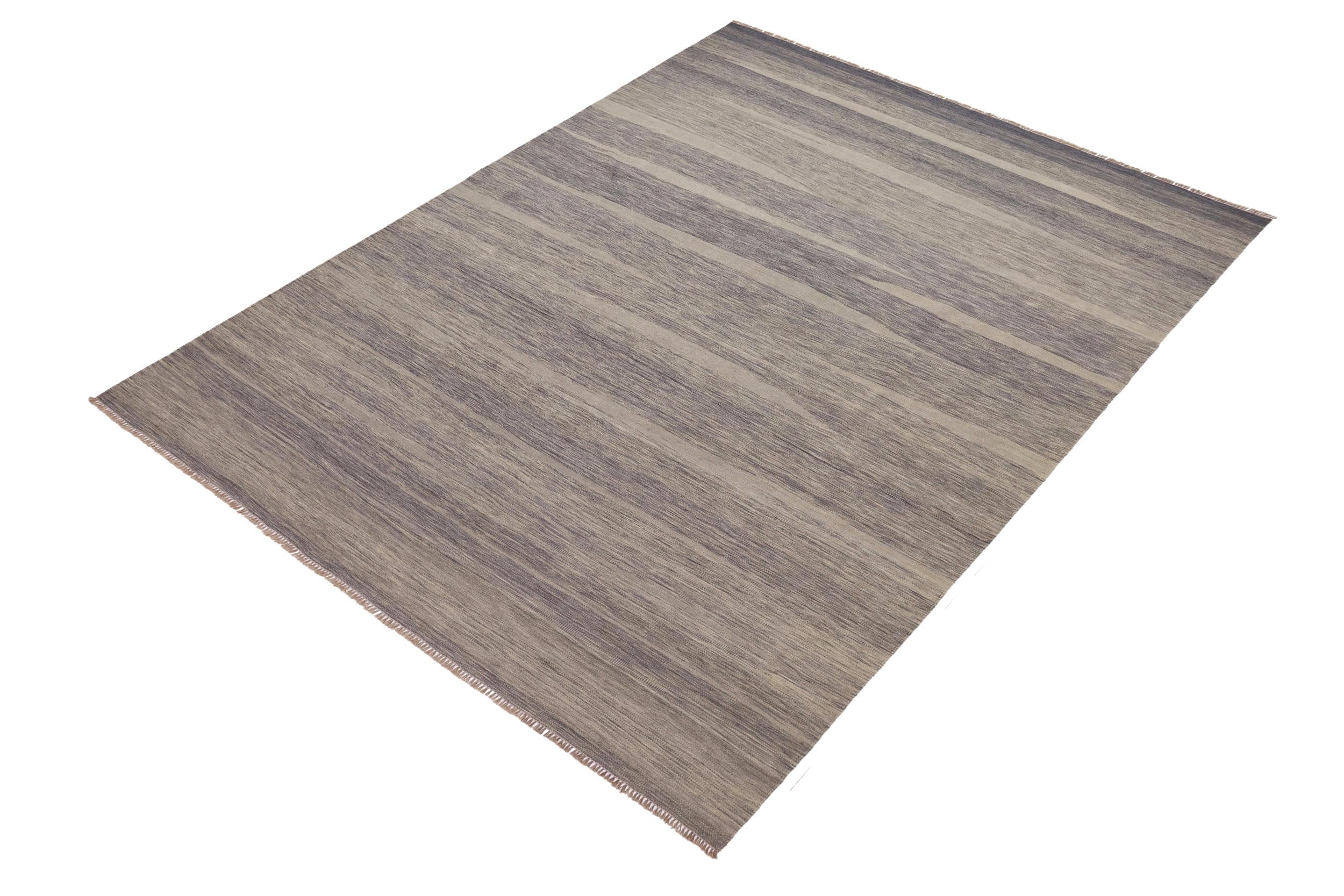 handmade Modern Kilim Gray Gray Hand-Woven RECTANGLE 100% WOOL area rug 8 x 10