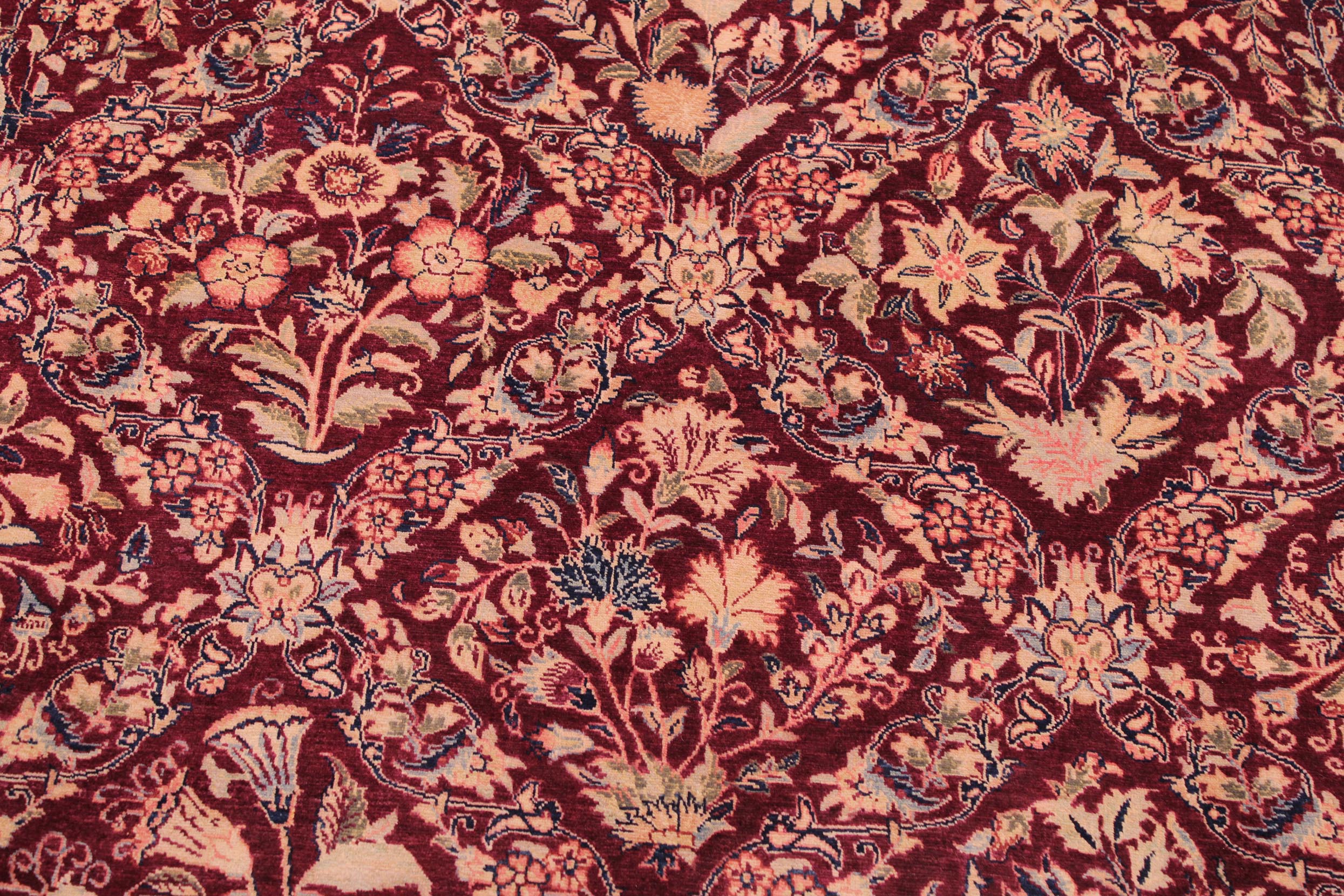 handmade Transitional Nadeem Maroon Blue Hand Knotted RECTANGLE 100% WOOL area rug 9x12