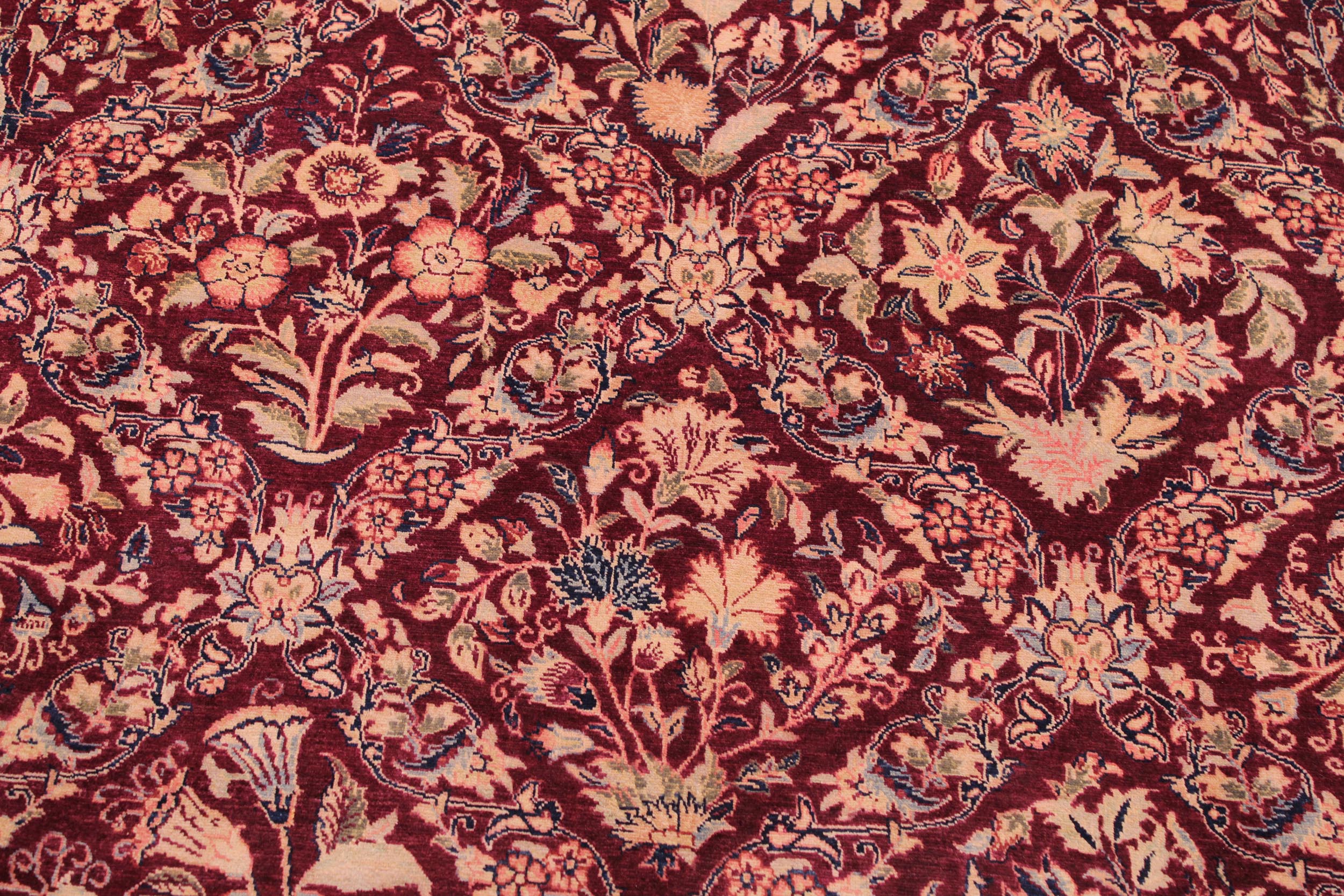 handmade Transitional Nadeem Maroon Blue Hand Knotted RECTANGLE 100% WOOL area rug 9 x 12