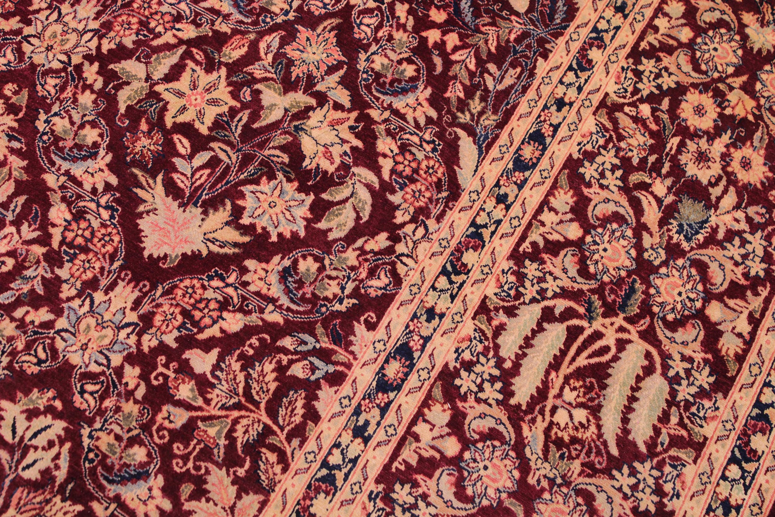 handmade Transitional Nadeem Maroon Blue Hand Knotted RECTANGLE 100% WOOL area rug 9 x 12