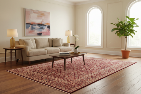 handmade Transitional Nadeem Maroon Blue Hand Knotted RECTANGLE 100% WOOL area rug 9 x 12