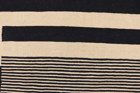 handmade Modern Kilim Beige Black Hand-Woven RECTANGLE 100% WOOL area rug 8 x 10