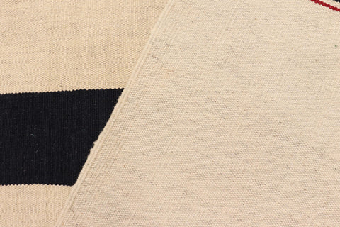 handmade Modern Kilim Beige Black Hand-Woven RECTANGLE 100% WOOL area rug 8 x 10