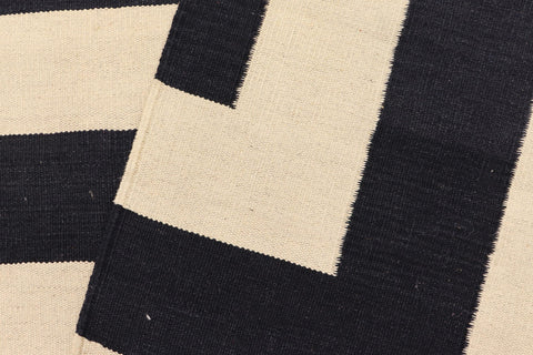 handmade Modern Kilim Beige Black Hand-Woven RECTANGLE 100% WOOL area rug 8 x 10