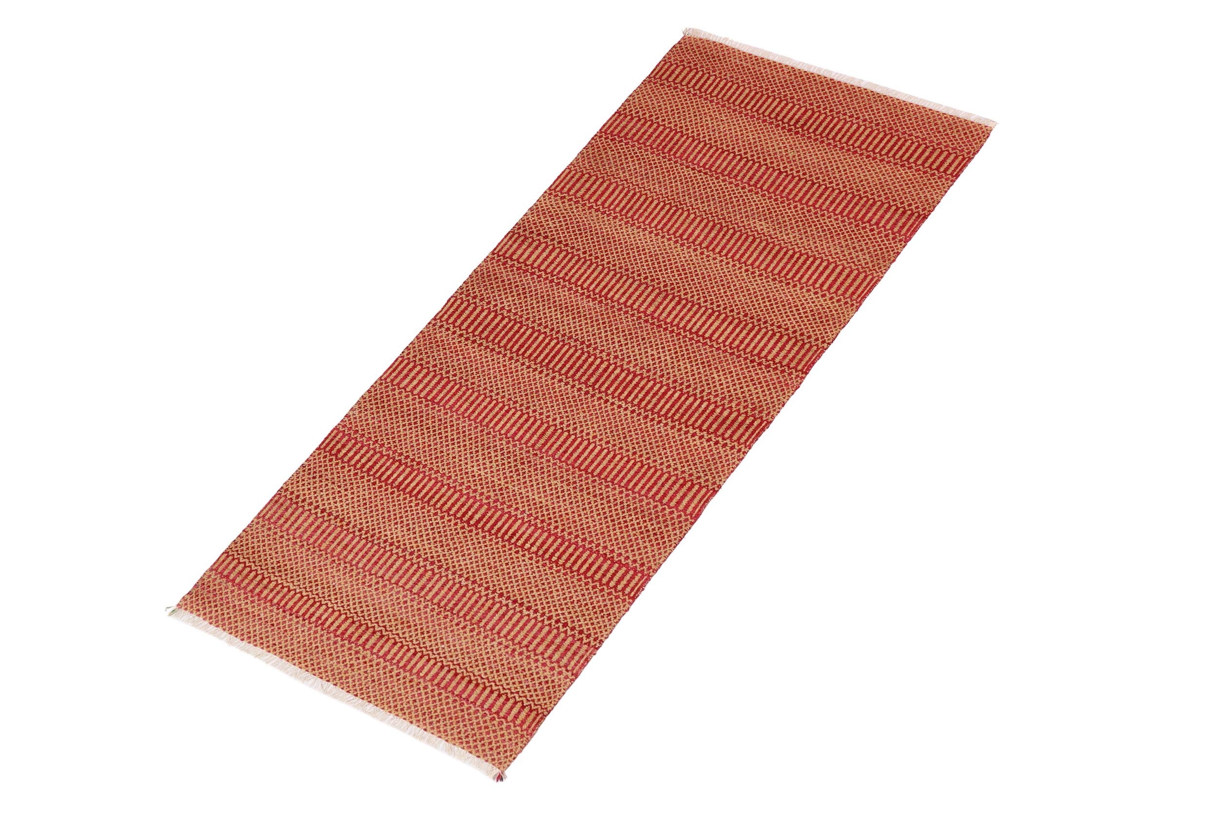 handmade Modern Kilim Pink Orange Hand-Woven RUNNER 100% WOOL area rug 3 x 7