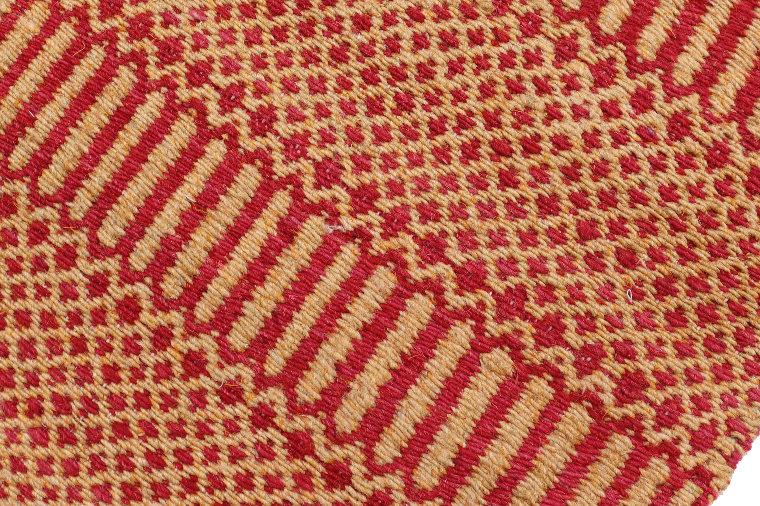 handmade Modern Kilim Pink Orange Hand-Woven RUNNER 100% WOOL area rug 3 x 7