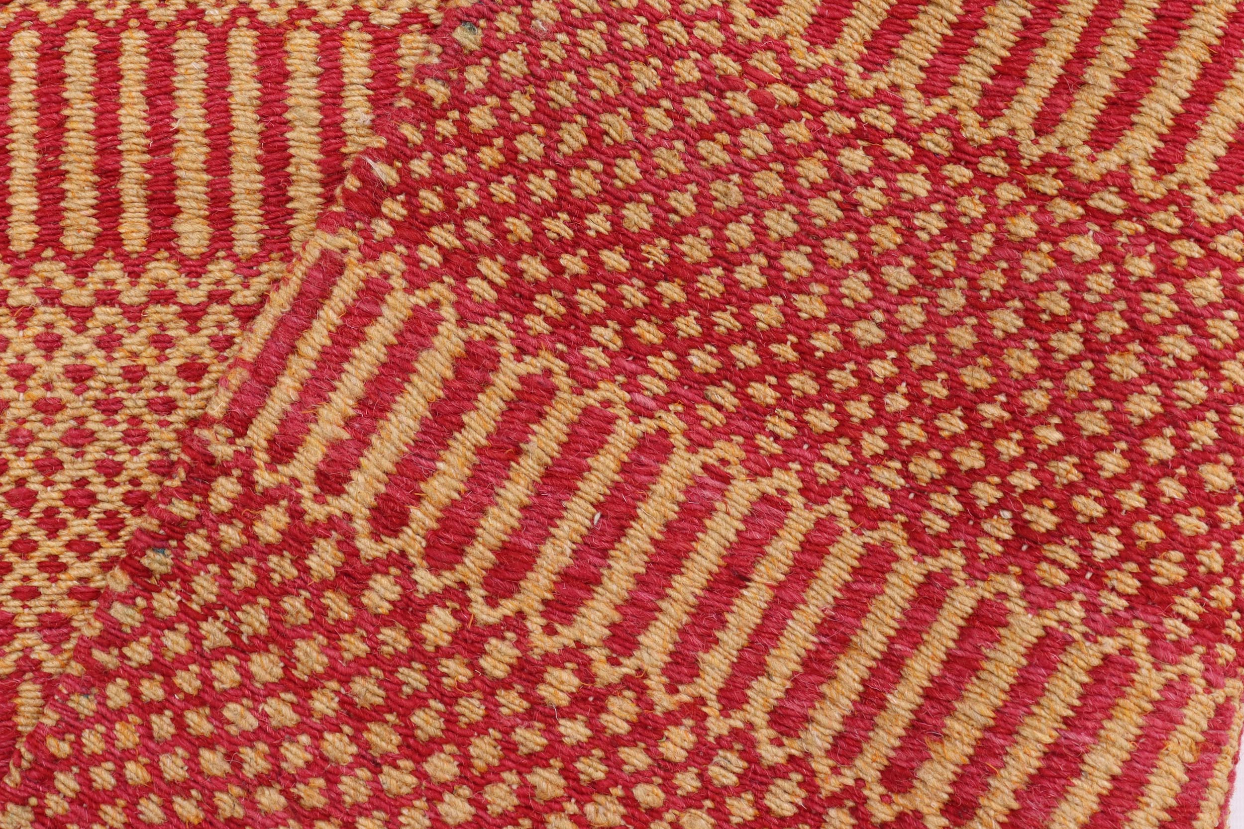 handmade Modern Kilim Pink Orange Hand-Woven RUNNER 100% WOOL area rug 3 x 7