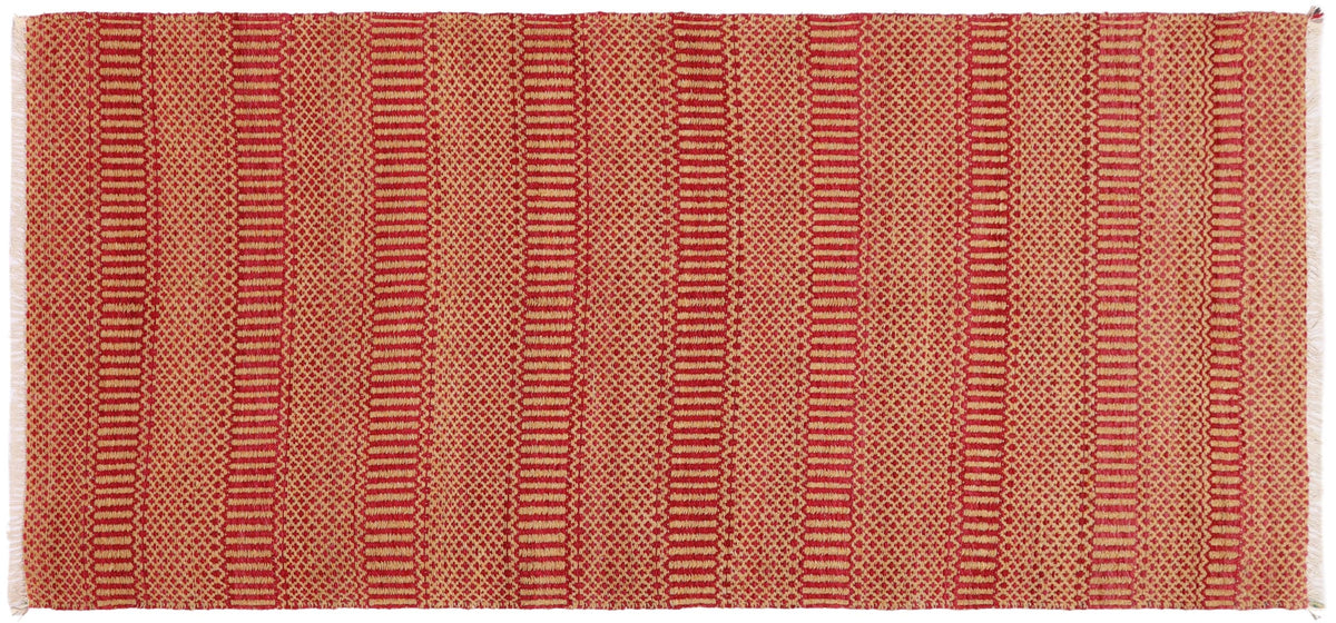 handmade Modern Kilim Pink Orange Hand-Woven RUNNER 100% WOOL area rug 3 x 7