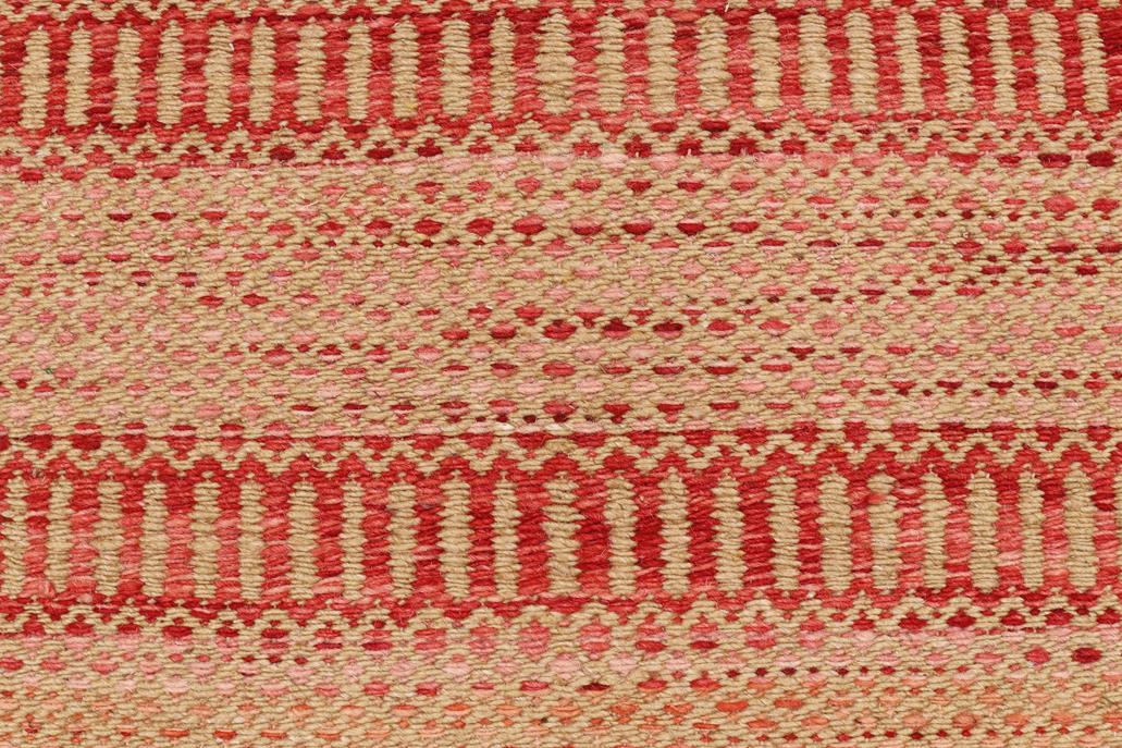 Flat Weave Kilim Antique Navaho Vintage handmade Modern Kilim Red Beige Hand-Woven Runner 100% Wool Area Rug 3x7 