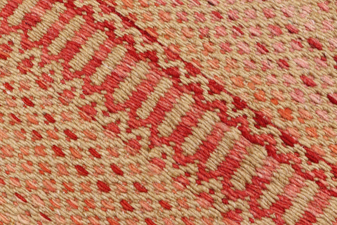 handmade Modern Kilim Red Beige Hand-Woven RUNNER 100% WOOL area rug 3 x 7