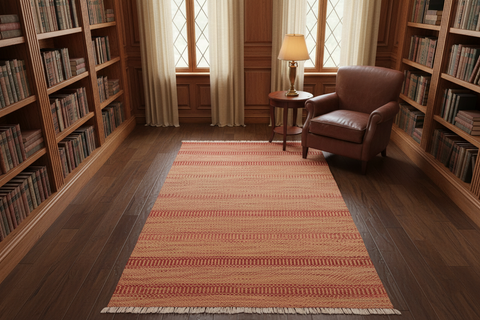Abstract Turkish Josie Red/Beige Wool Runner - 3'5'' x 7'1''