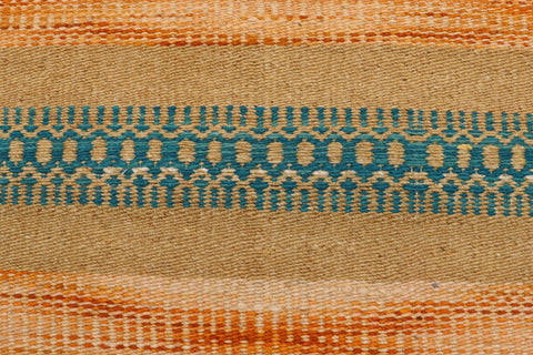 handmade Modern Kilim Orange Blue Hand-Woven RUNNER 100% WOOL area rug 3x7
