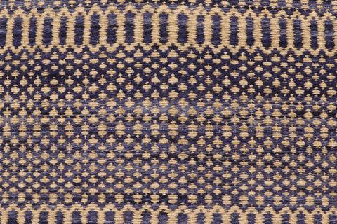 handmade Modern Kilim Blue Beige Hand-Woven RUNNER 100% WOOL area rug 3 x 7