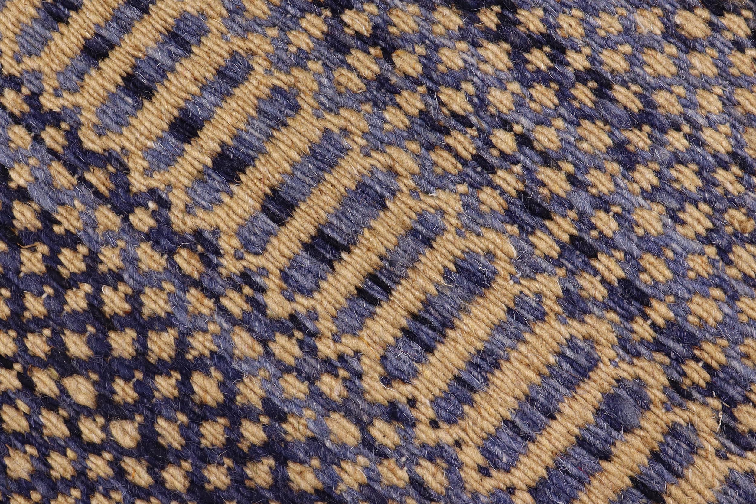 handmade Modern Kilim Blue Beige Hand-Woven RUNNER 100% WOOL area rug 3 x 7