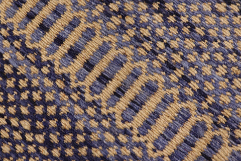 handmade Modern Kilim Blue Beige Hand-Woven RUNNER 100% WOOL area rug 3 x 7