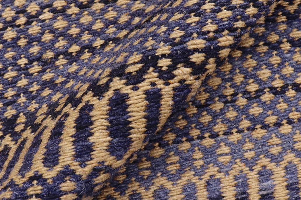 Flat Weave Kilim Antique Navaho Vintage handmade Modern Kilim Blue Beige Hand-Woven Runner 100% Wool Area Rug 3x7 