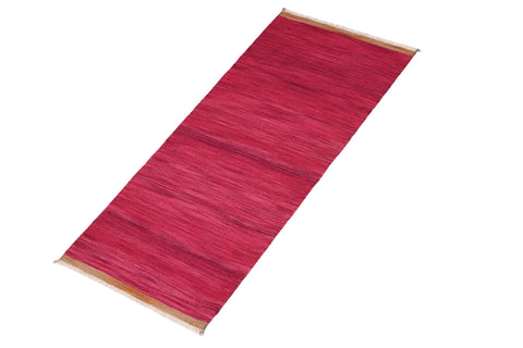 handmade Modern Kilim Pink Gray Hand-Woven RUNNER 100% WOOL area rug 4 x 7