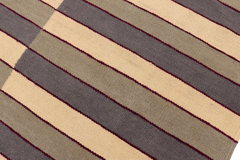 handmade Modern Kilim Gray Beige Hand-Woven RECTANGLE 100% WOOL area rug 6x8