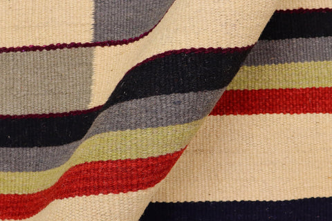 handmade Modern Kilim Gray Beige Hand-Woven RECTANGLE 100% WOOL area rug 6x8