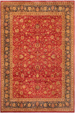 Semi-Antique Agra Iva Red/Blue Wool Rug - 9'2'' x 11'8''