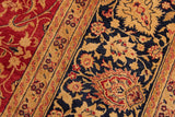 Semi-Antique Agra Iva Red/Blue Wool Rug - 9'2'' x 11'8''