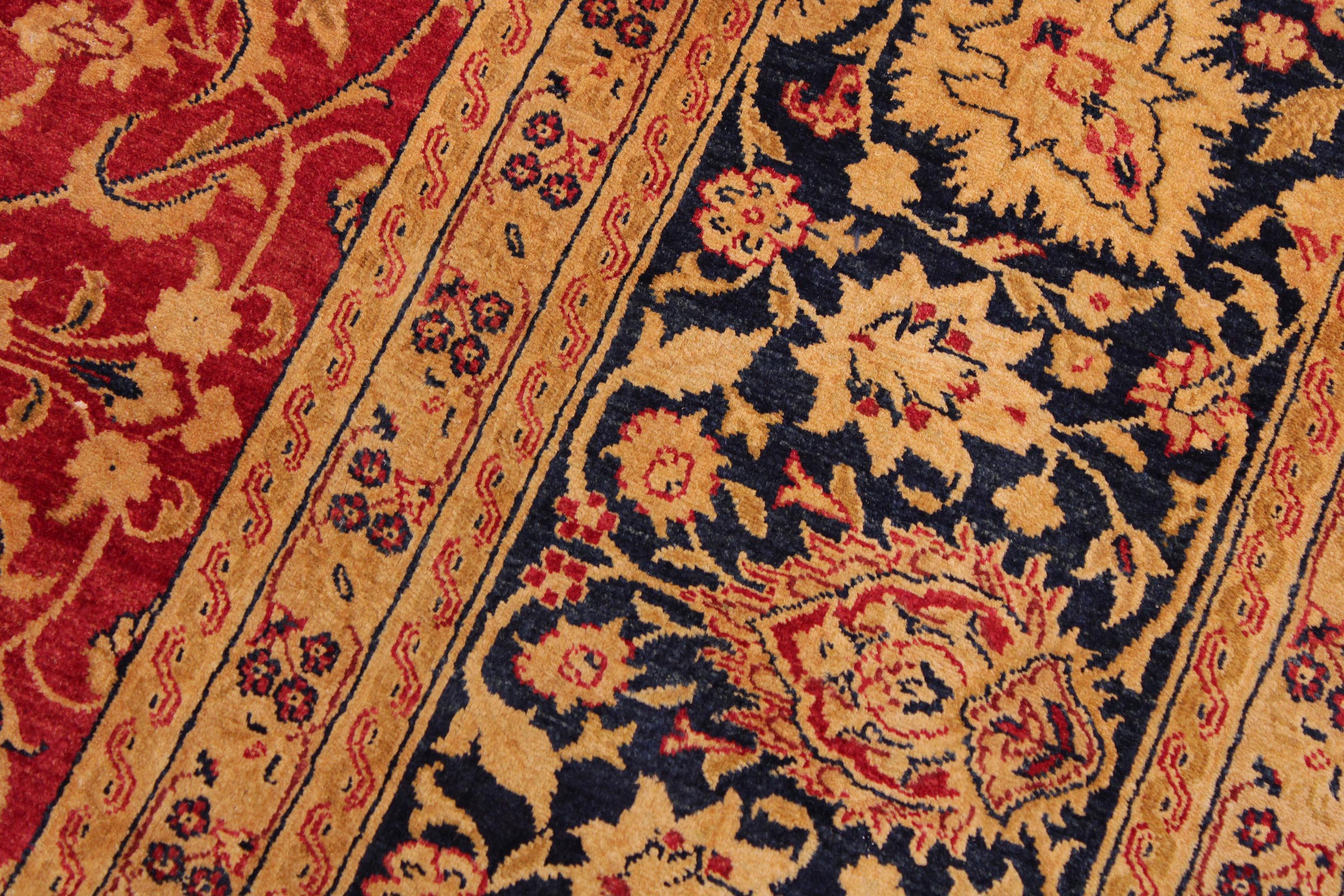 handmade Transitional Agra Red Blue Hand Knotted RECTANGLE 100% WOOL area rug 9x12