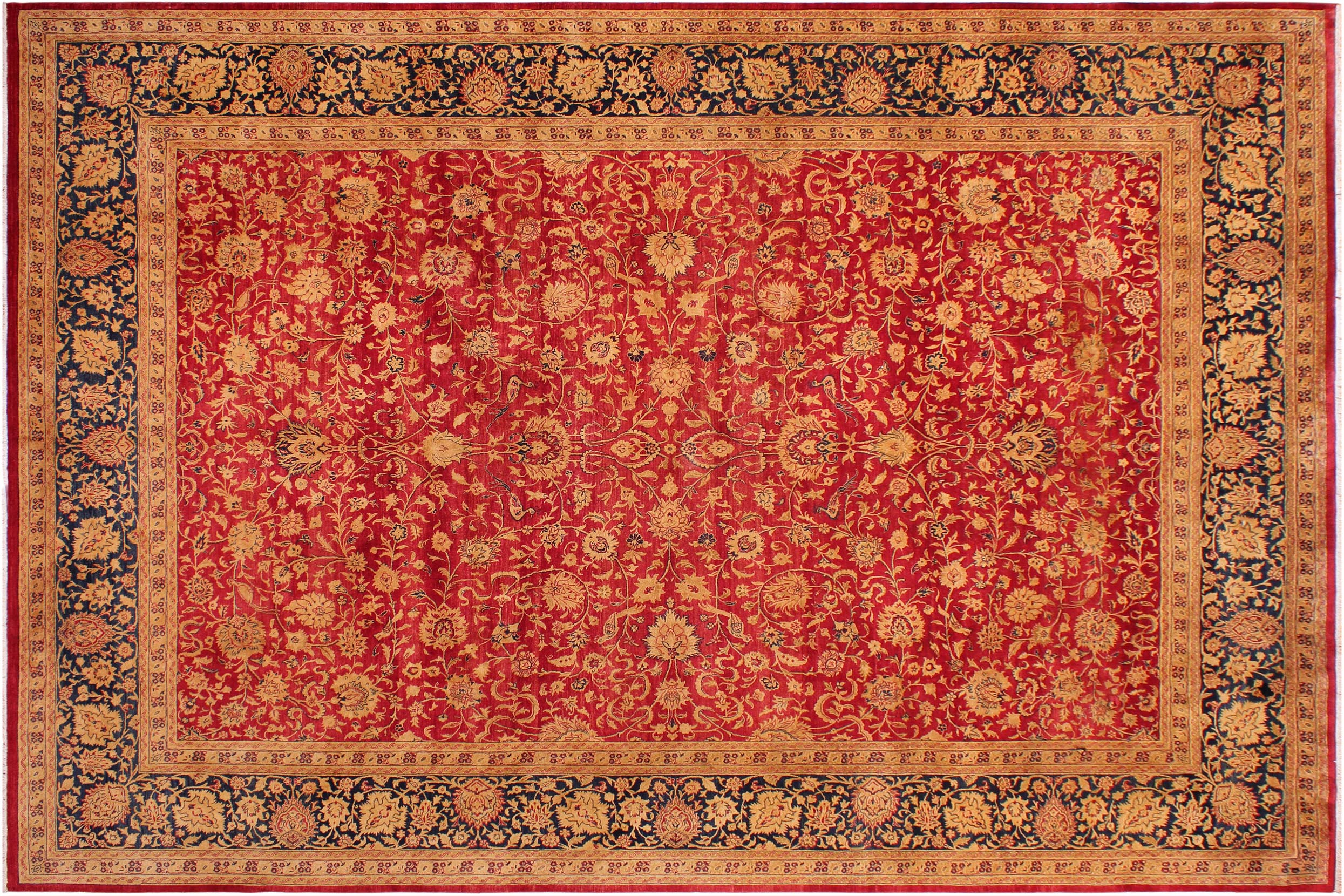 handmade Transitional Agra Red Blue Hand Knotted RECTANGLE 100% WOOL area rug 9x12
