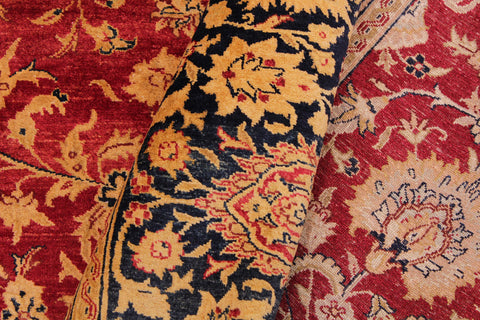 handmade Transitional Agra Red Blue Hand Knotted RECTANGLE 100% WOOL area rug 9 x 12