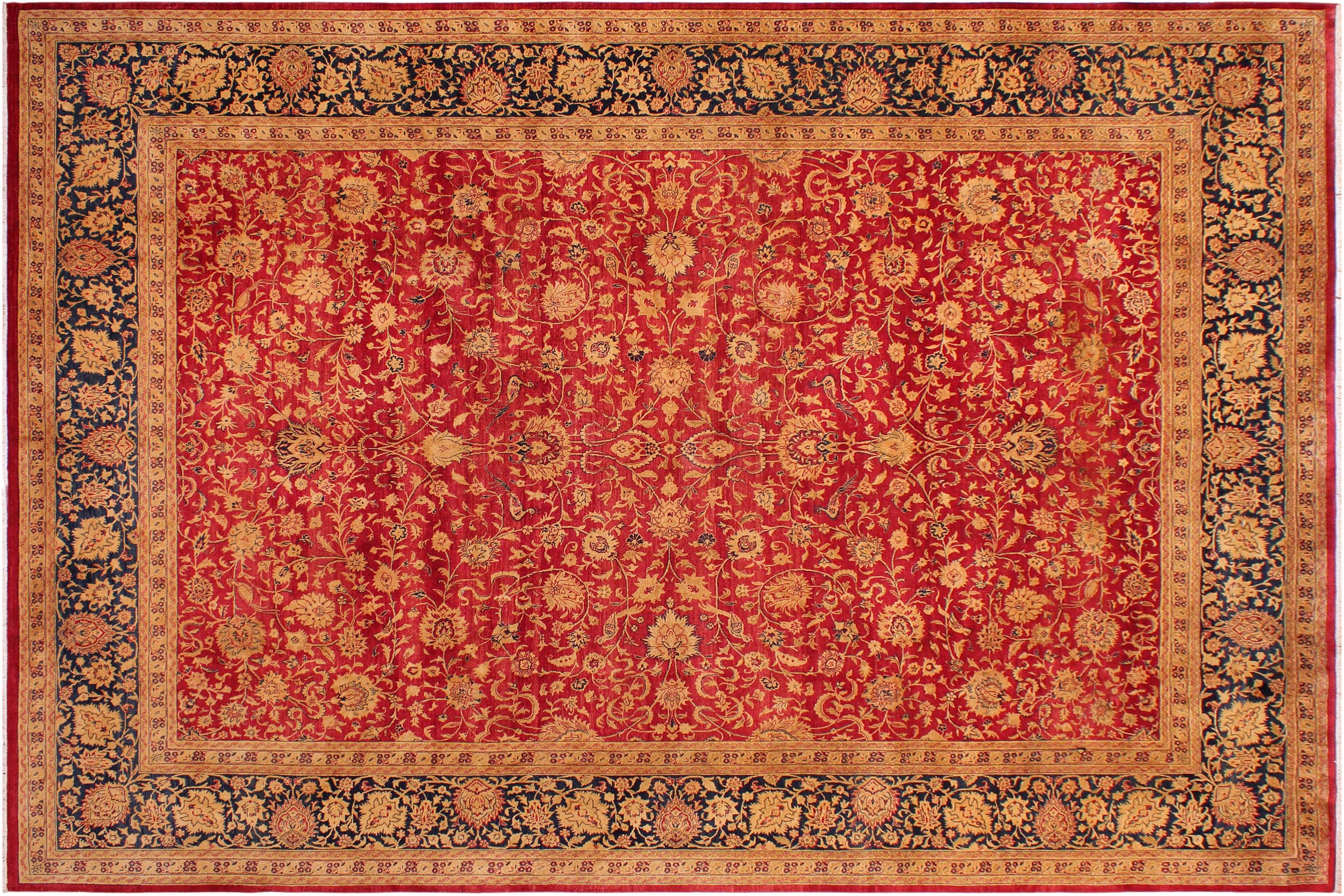 handmade Transitional Agra Red Blue Hand Knotted RECTANGLE 100% WOOL area rug 9 x 12