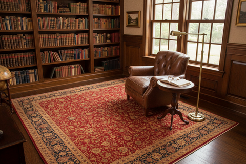 handmade Transitional Agra Red Blue Hand Knotted RECTANGLE 100% WOOL area rug 9 x 12