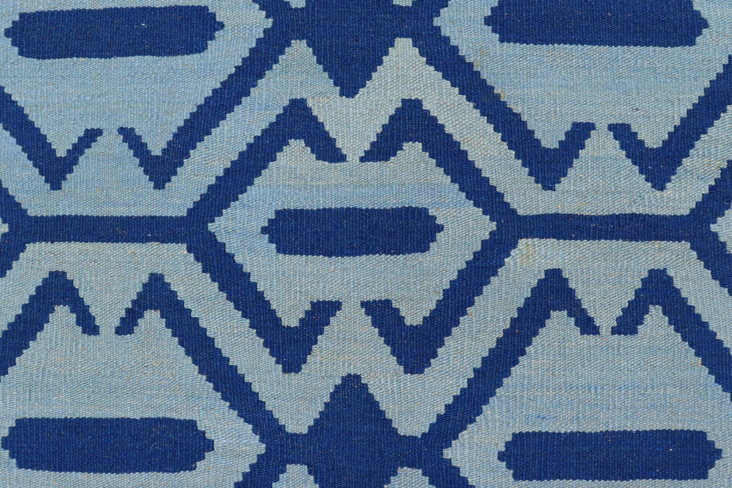 handmade Modern Kilim Blue Blue Hand-Woven RECTANGLE 100% WOOL area rug 4 x 6
