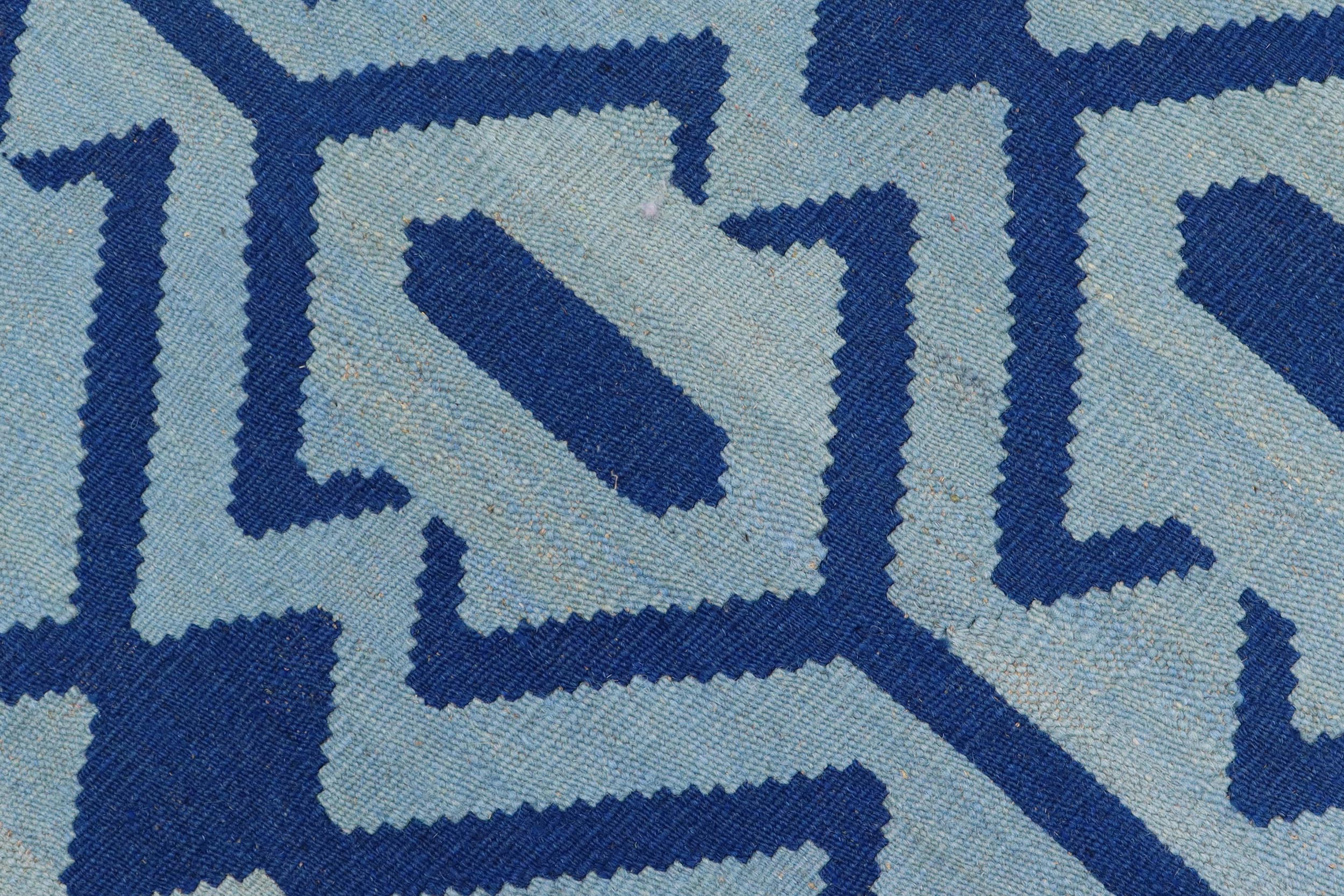 handmade Modern Kilim Blue Blue Hand-Woven RECTANGLE 100% WOOL area rug 4 x 6