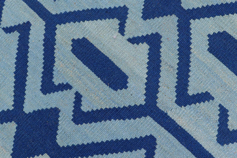 handmade Modern Kilim Blue Blue Hand-Woven RECTANGLE 100% WOOL area rug 4 x 6