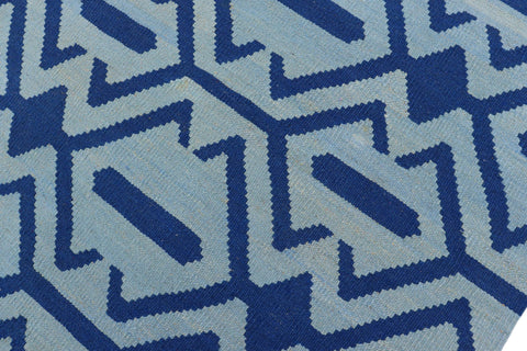 handmade Modern Kilim Blue Blue Hand-Woven RECTANGLE 100% WOOL area rug 4 x 6