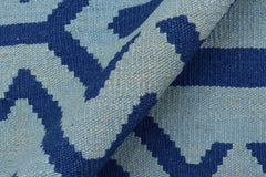 Flat Weave Kilim Antique Navaho Vintage handmade Modern Kilim Blue Blue Hand-Woven Rectangle 100% Wool Area Rug 4x6 